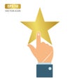 Hand with pointing finger pointing to star. vector illustration Royalty Free Stock Photo