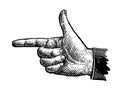 Hand, pointing finger. Sketch vector illustration Royalty Free Stock Photo