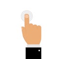 hand with pointing finger touching button background