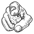 Hand Pointing Finger At You Vintage Woodcut Style Royalty Free Stock Photo