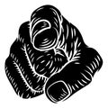 Hand Pointing Finger At You Vintage Woodcut Style Royalty Free Stock Photo