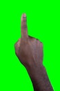 Hand finger pointing isolated on green screen chroma key showing african man forefinger Royalty Free Stock Photo