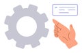 Hand Pointing at Gear Icon with Document for Workflow and Process Automation Concept Royalty Free Stock Photo
