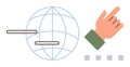 Hand Pointing at a Globe and Progress Indicators Representing Global Connectivity and Interaction Royalty Free Stock Photo