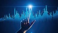 Hand Interacting with Futuristic Financial Data Visualization Royalty Free Stock Photo