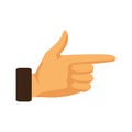 Hand pointing with index finger on a white background. Vector illustration Royalty Free Stock Photo