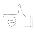 Hand pointing, one line art, hand drawn continuous contour. Direction gesture with index finger.Minimalist design.Editable stroke. Royalty Free Stock Photo