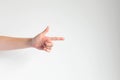 Hand pointing right directions on white background Royalty Free Stock Photo
