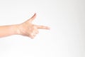 Hand pointing right directions on white background Royalty Free Stock Photo