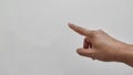 Hand pointing at the screen. Royalty Free Stock Photo