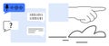 Hand Pointing with Chat Bubbles, Voice Command, Binary Code, and Cloud Elements for Communication Concept Royalty Free Stock Photo