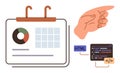 Hand Pointing Towards Code and Data on Calendar With Diagram and Grid for Programming Concept Royalty Free Stock Photo