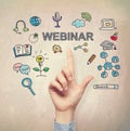 Hand pointing to Webinar concept