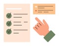 Hand Pointing Towards a Checklist with Green Checkmarks and Colorful Notes Royalty Free Stock Photo
