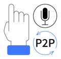 Hand gesture command with microphone and P2P concept for communication and voice interaction Royalty Free Stock Photo