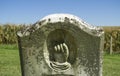 Hand Pointing Up Tombstone in Pioneer Cemetery Royalty Free Stock Photo
