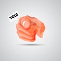 Hand pointing with text bubble -