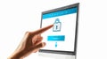 Hand Pointing Left Inside Browser, Web Navigation Concept Royalty Free Stock Photo