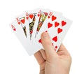 Hand with poker cards Royalty Free Stock Photo