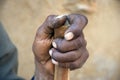 Hand of a poor, old man in Africa