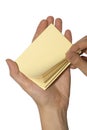 Hand with post it Royalty Free Stock Photo