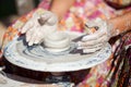 Hand on a potter wheel Royalty Free Stock Photo