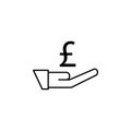 Hand, pound icon. Element of finance illustration. Signs and symbols icon can be used for web, logo, mobile app, UI, UX Royalty Free Stock Photo
