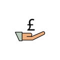 hand, pound icon. Element of finance illustration. Signs and symbols icon can be used for web, logo, mobile app, UI, UX Royalty Free Stock Photo