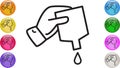 Hand pouring lotion or liquid soad symbol icon, sanitizer gel. Washing, Disinfecting concepts. Vector illustration EPS 10