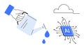 Hand Pouring Water on AI Microchip with Cloud Symbol, Artificial Intelligence Growth and Cloud Technology Royalty Free Stock Photo