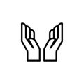 Hand pray gesture outline icon. Element of hand gesture illustration icon. signs, symbols can be used for web, logo, mobile app,