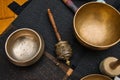 Hand prayer wheel and Tibetan Singing bowls