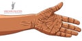 Hand prepared for handshake, African ethnicity, detailed vector