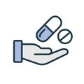 Hand with prescription drugs - pill tablets & capsules