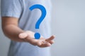 Hand present question mark Royalty Free Stock Photo