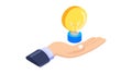 Hand Presenting Bright Idea Light Bulb Concept, vector design Generative AI Royalty Free Stock Photo