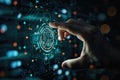 Hand presenting futuristic digital brain interface