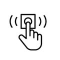 Hand press doorbell line icon.