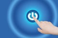 Hand press power button Royalty Free Stock Photo