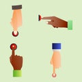 Hand press red button finger press control push pointer gesture human body part vector illustration. Royalty Free Stock Photo