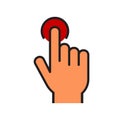 Hand presses a button icon. Hand cursor sign icon. Hand pointer symbol. Flat icon vector. Touch icon perfect color style. Element Royalty Free Stock Photo
