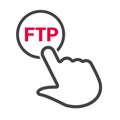 Hand presses the button with text `FTP` Royalty Free Stock Photo