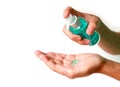 Hand Pressing Alcohol Cleansing Gel for Hand Rubbing to Prevent the Infection Royalty Free Stock Photo