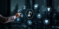 Hand pressing butto RPA icon Robotic Process Automation system. Artificial intelligence concept