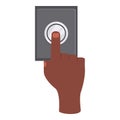 Hand pressing button on intercom device