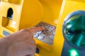 Hand pressing the code from the ATM focuses on the numbers and the finger area Royalty Free Stock Photo