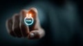 Hand pressing a digital power button initiating energy flow for technology Royalty Free Stock Photo