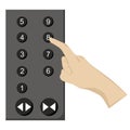 The hand is pressing the elevator button control panel. Royalty Free Stock Photo