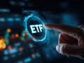 hand pressing etf button on digital interface Royalty Free Stock Photo