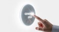 Hand Pressing 'Generate Idea' Button on Futuristic Interface Royalty Free Stock Photo